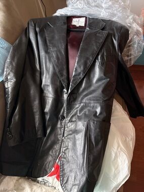 Black Leather Men’s Blazer Jacket